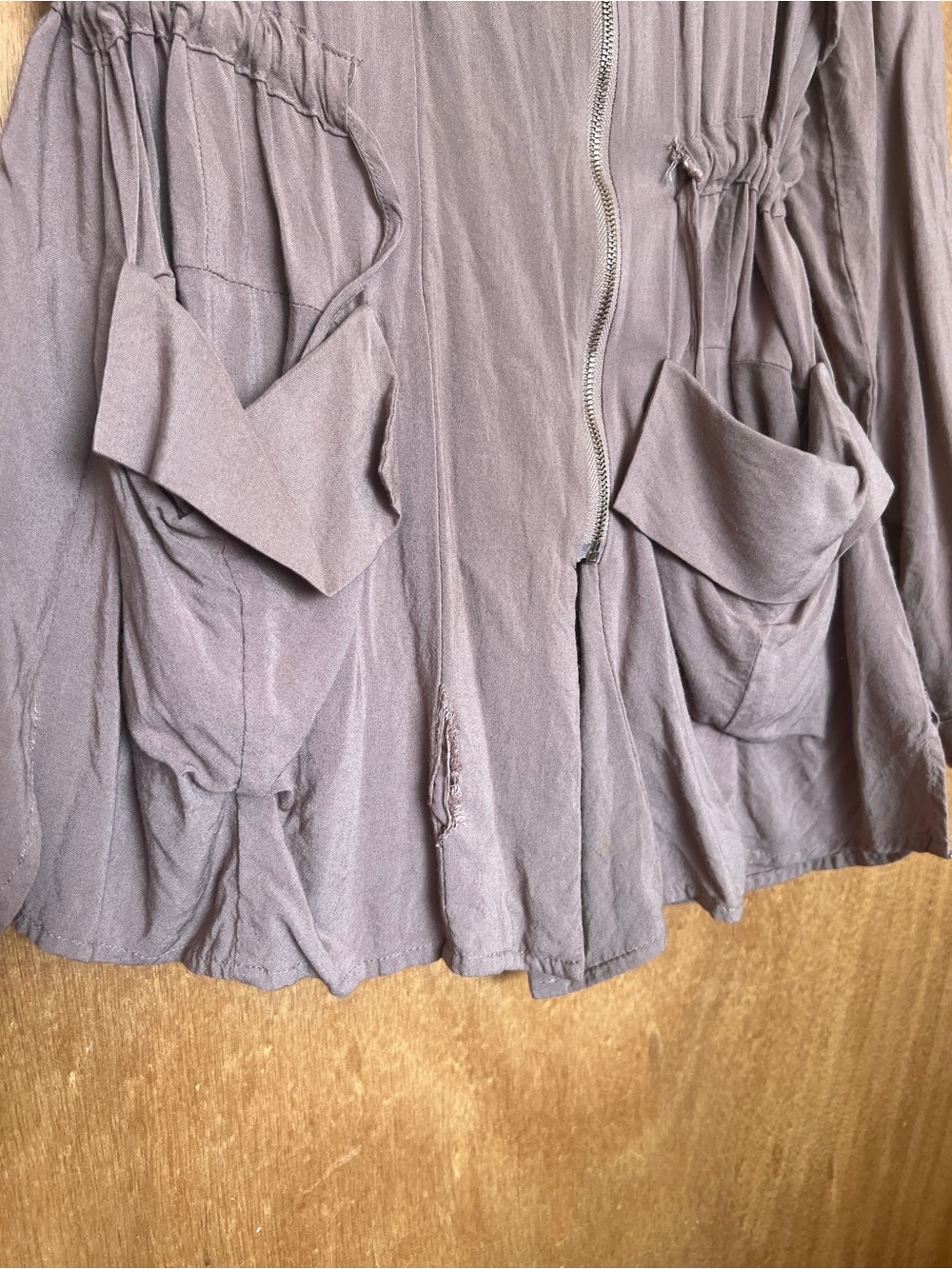 Light Taupe Drawstring Waist Jacket - Picture 6 of 6